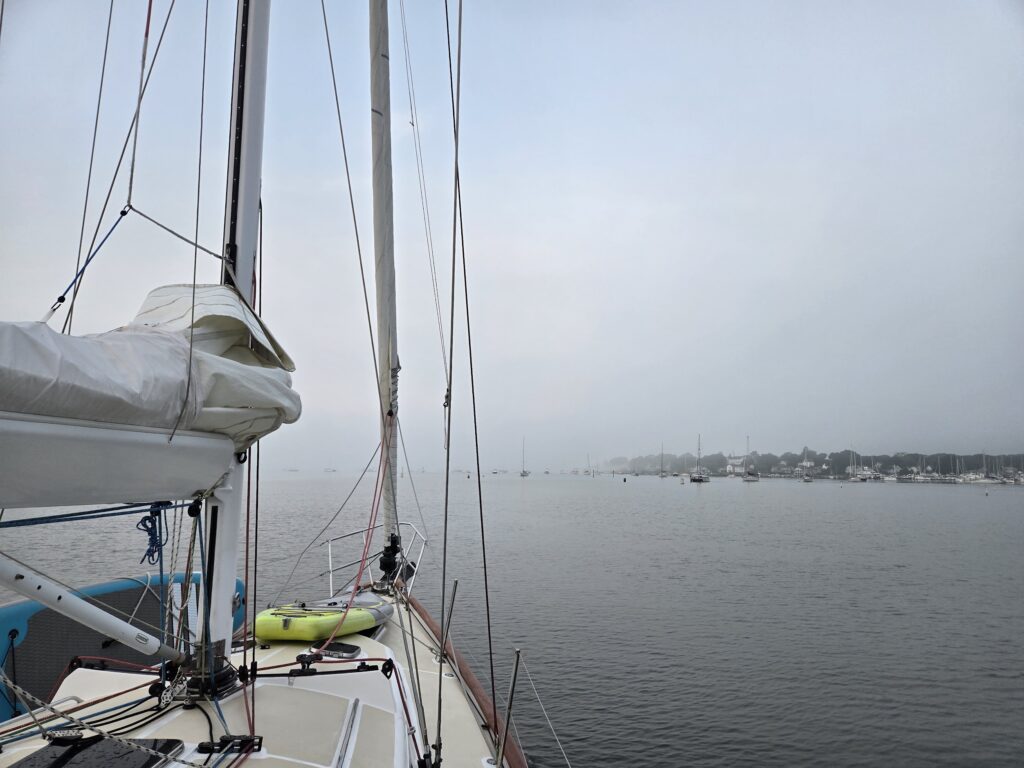 mystic river in fog
